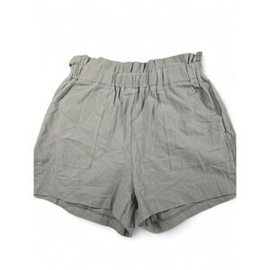 Olive Green Shorts High Waist‎ Ruffle Casual Pockets Size L